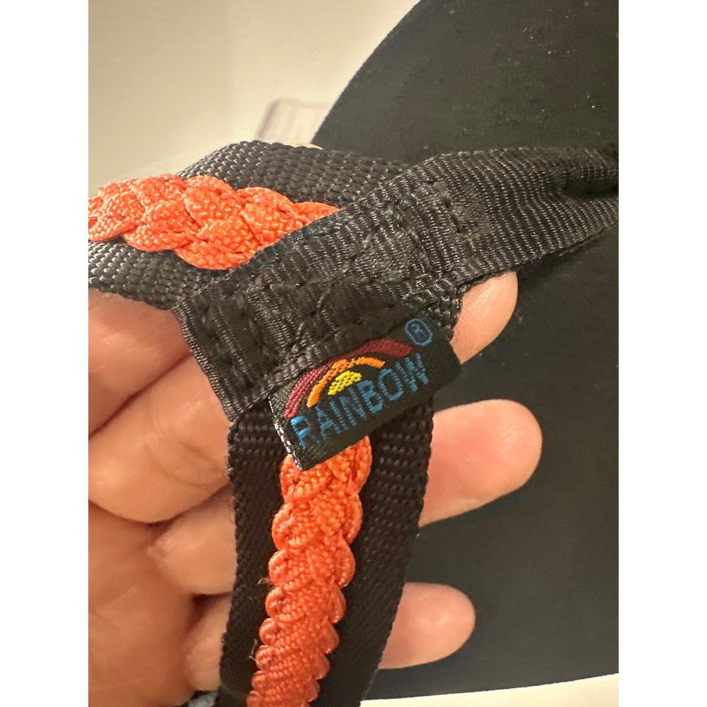 Rainbow Sandals Womens Flip Flops Black Orange Braided Straps - Picture 2 of 9